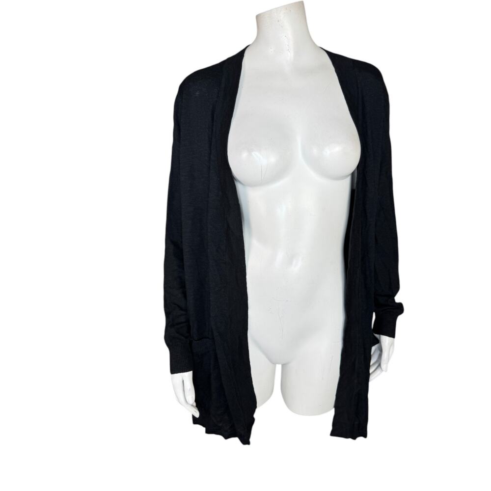 Denim & Co.‎ Beach Petite Open Front Tunic Cardigan Black 2X PETITE NWOT